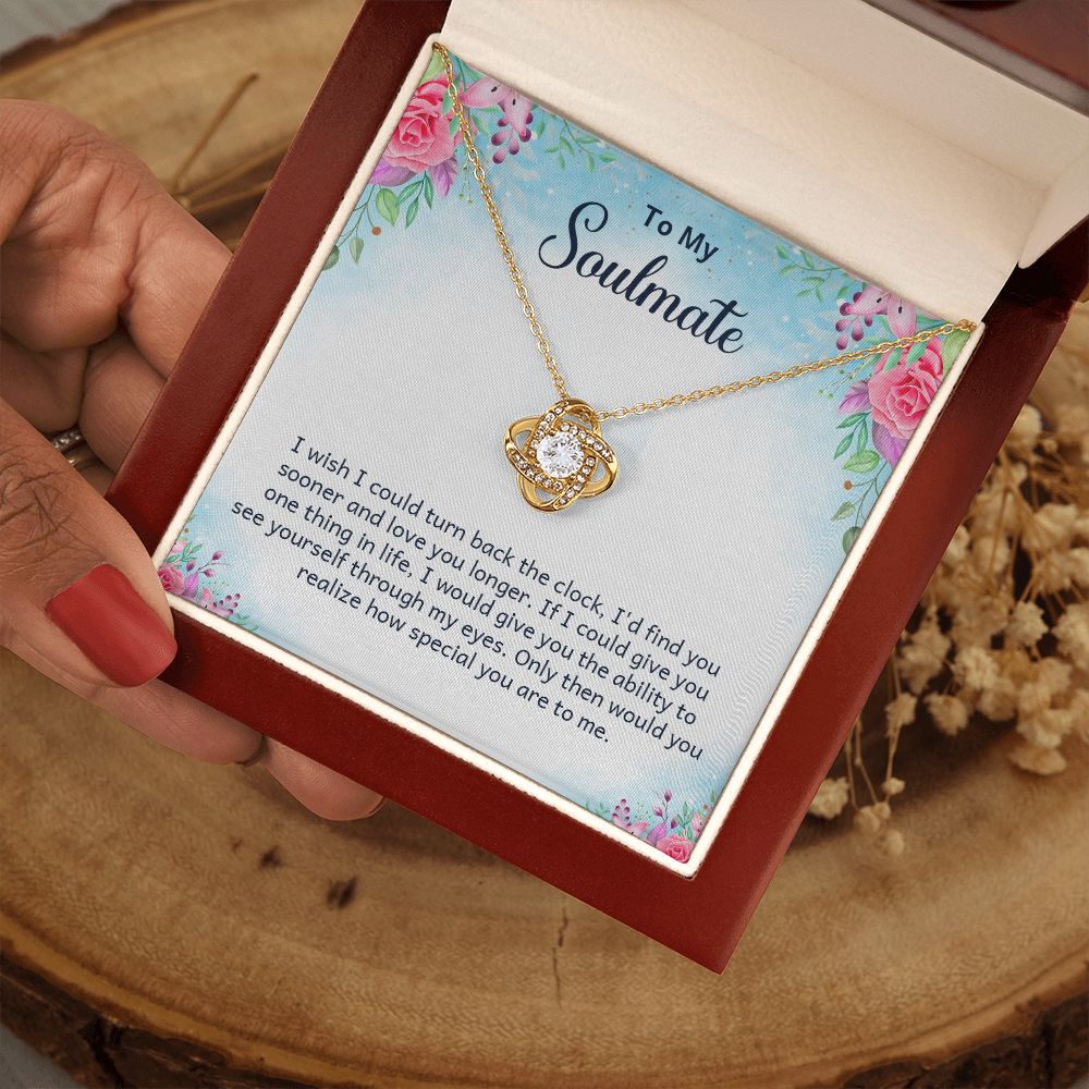 Couples Gifts Necklace To My Soulmate Necklace Gifts For My Wife, Love Knot Meaningful Necklace Message Card and Gift Box Styles on Birthday, Christmas, Anniversary Love knot Thang