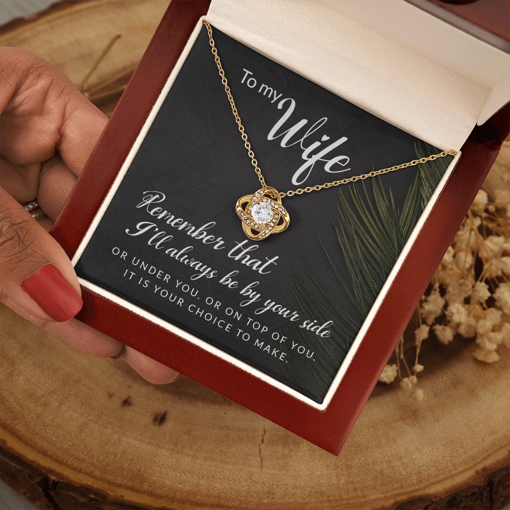 To My Wife Necklace Romantic Gifts For Her Unique Necklaces For Wife From Husband Cute Valentines Day Anniversary For Wife, Love Knot Meaningful Necklace Message Card and Gift Box Styles on Birthday, Christmas, Anniversary Love knot Thang