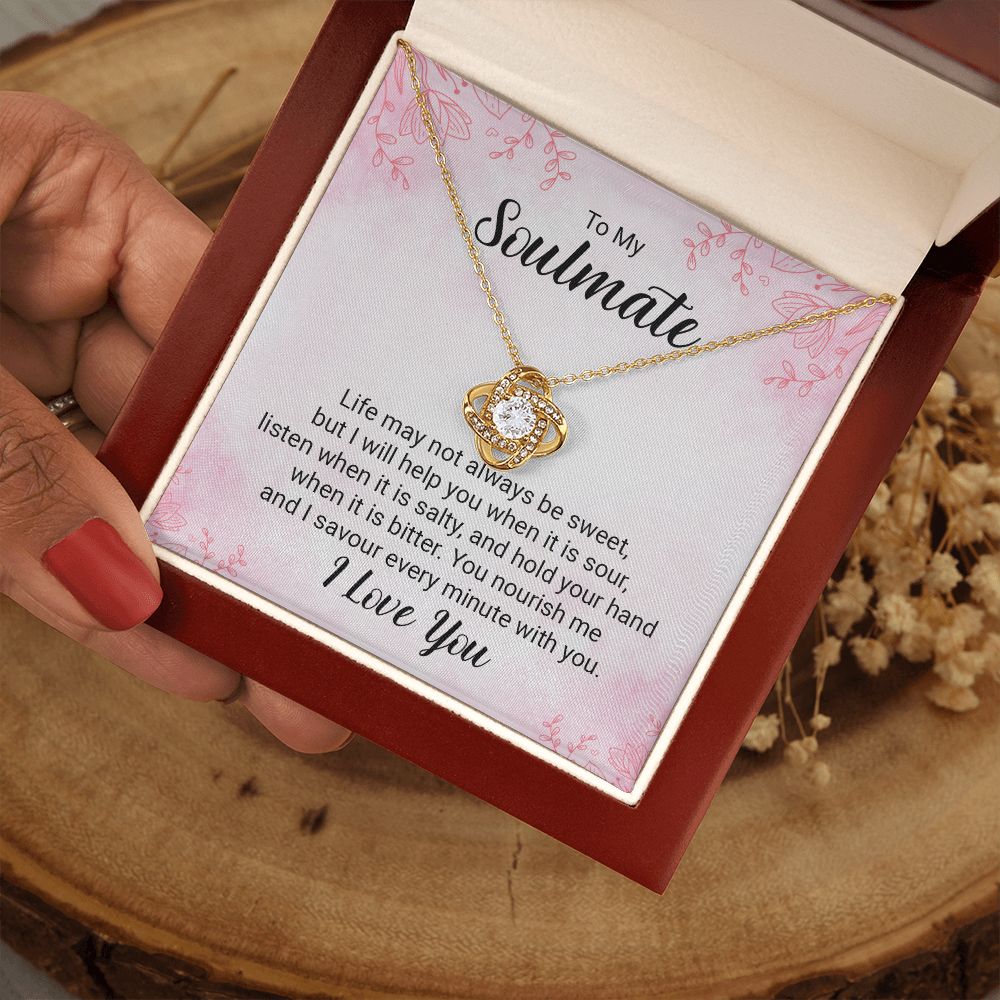 To My Soulmate Necklace for her Jewelry For Her Couples Gifts Necklaces For Soul Mate Christmas Jewelry, Love Knot Meaningful Necklace Message Card and Gift Box Styles on Birthday, Christmas, Anniversary Love knot Thang