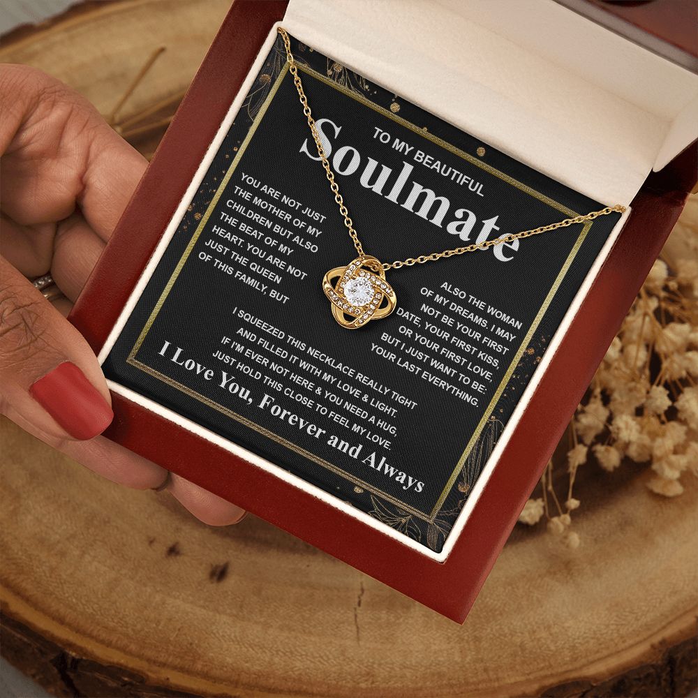 Gifts For Soulmate Birthday Gifts From Husband Necklace Valentines Days, Necklace for Future Soulmate, Valentine Wedding Jewelry for Wife Necklace Gifts from Husband - Soulmate Gift Necklace with Message Card and Gift Box Love knot Thang