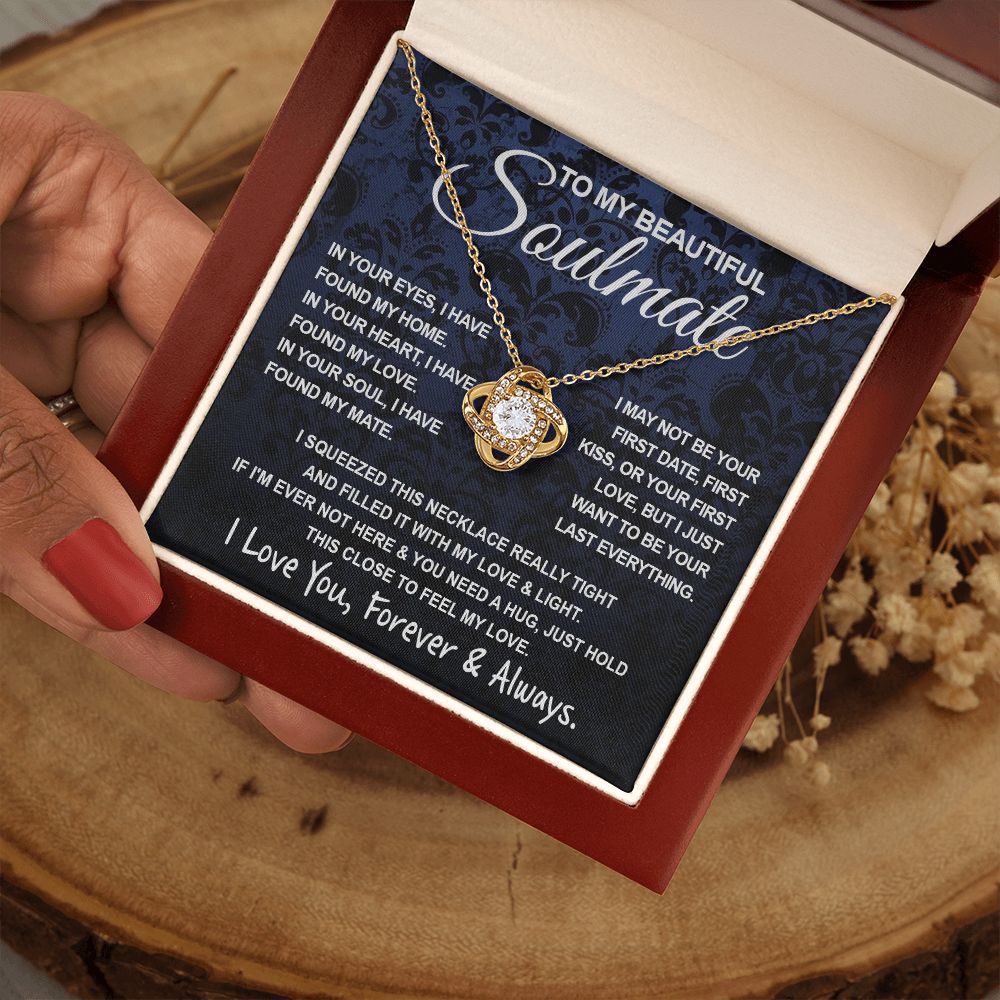 To My Beautiful Soulmate Necklace, Soulmate Jewelry For Women, Wife Necklace From Husband, Wife Anniversary Gifts Necklace For Wife, Soulmate Gifts For Her, To My Future Wife Necklace Soulmate Love knot Thang
