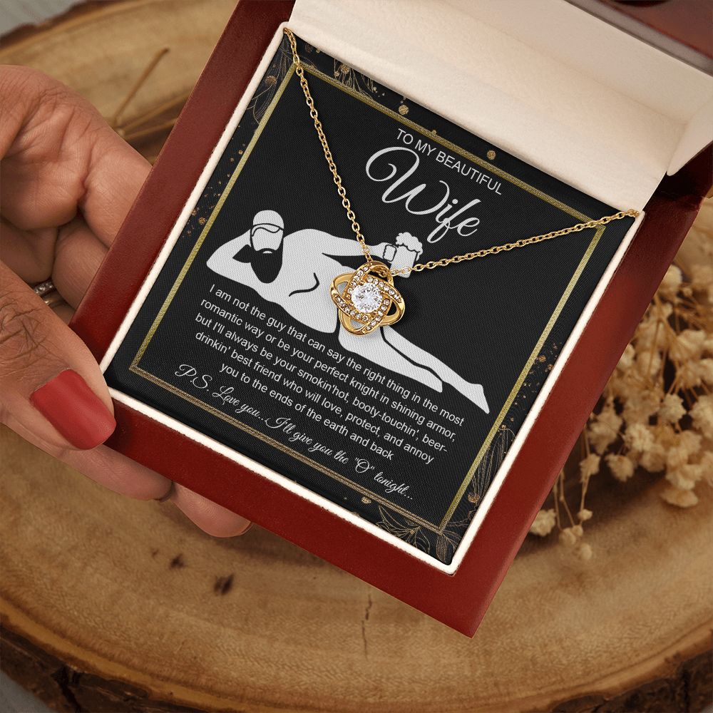 To My Beautiful Wife Necklace For Women, Funny Gifts For Girlfriend,Valentine Christmas Presents For Girlfriend, Best Birthday Meaningful Gift Ideas For Wife, Women Romantic Jewelry For Her Wedding Message Card and Gift Box Styles  Love knot Thang