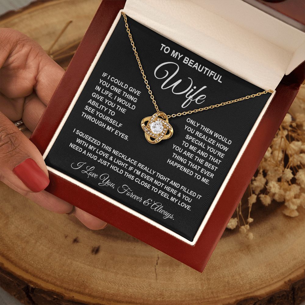 Soulmate Necklace Gifts From Husband, For Wife From Husband, Wife Gifts From Husband, Necklaces For Wife From Husband To My Wife Necklace Message Card and Necklace Gift Box Gift Box Styles on Birthday, Wedding, Anniversary, Valentine Love knot Thang