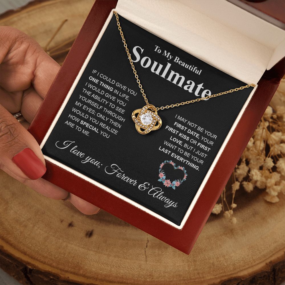 To My Future Wife Necklace My Last Everything, Promise Necklace For Her, Fiance Gifts For Her, Valentine Gifts For Future Wife With Message Card Box LED, Soulmate Necklace For Women, To My Wife Necklace Love knot Thang