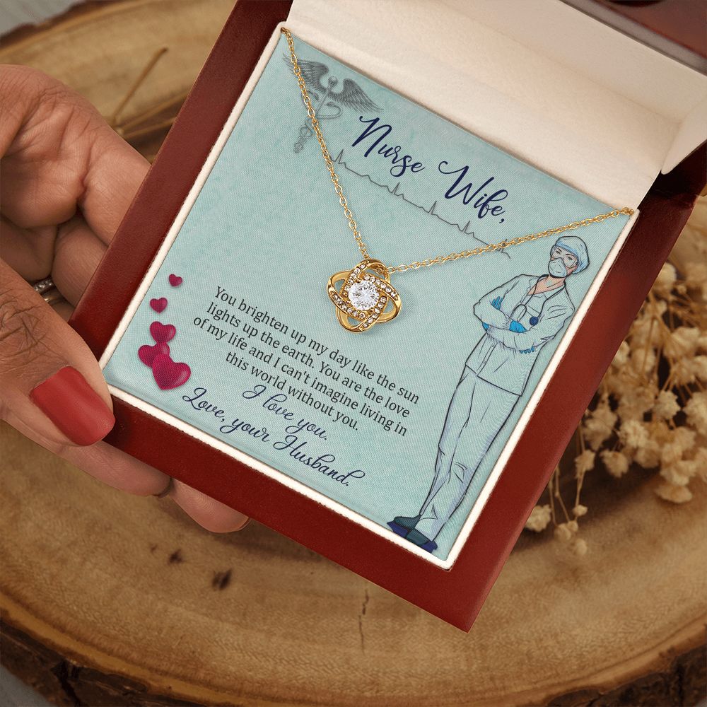 Couples Gifts, Nusre Wife Necklace Gifts From Husband, Wedding Anniversary Jewelry For Wife From Husband, Wife Birthday From Husband, To My Wife Message Card and Gift Box styles On Birthday, Christmas, Anniversary  Love knot Thang