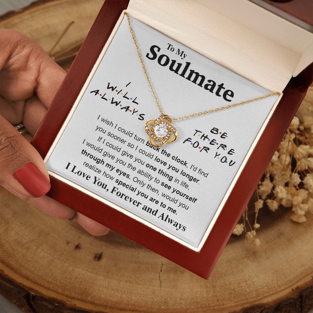 To My Soulmate Necklace To My Future Wife Gifts, Promise Necklace For Her, Fiance Gifts For Her, Valentine Gifts For Soulmate From Husband With Message Card Box LED, Soulmate Necklace For Women, To My Wife Necklace Love knot Thang