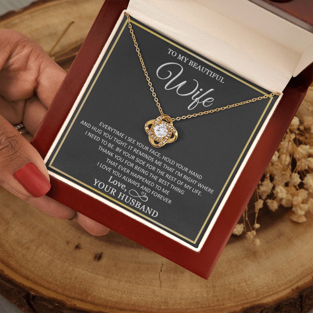 To My Wife Necklace, Necklace For Wife From Husband, To My Soulmate Necklace, Girlfriend Necklace, Soulmate For Wife, Beautiful Soulmate, Necklace Custom Name Message Card and Gift Box Styles on Birthday, Christmas, Wedding, Anniversary Love knot Thang