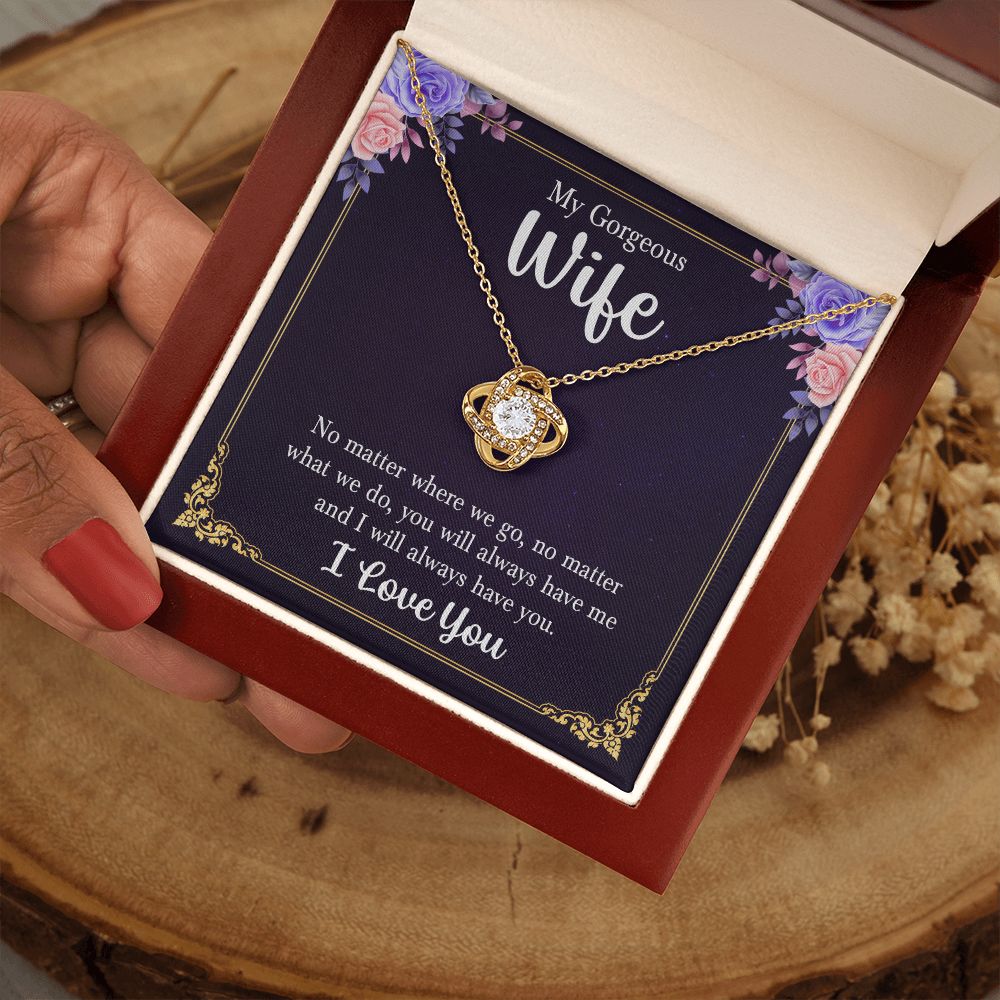 To My Wife Necklace Romantic Gifts For Her Unique Necklaces For Wife From Husband Cute Valentines Day Anniversary Birthday, Love Knot Meaningful Necklace Message Card and Gift Box Styles on Birthday, Christmas, Anniversary  Love knot Thang