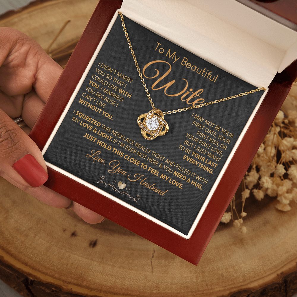 My Beautiful Soulmate Necklace Future Wife Gifts, Promise Necklace For Her, Fiance Gifts For Her, Valentine Gifts For Future Wife With Message Card Box LED, Soulmate Necklace For Women, To My Wife Necklace Love knot Thang