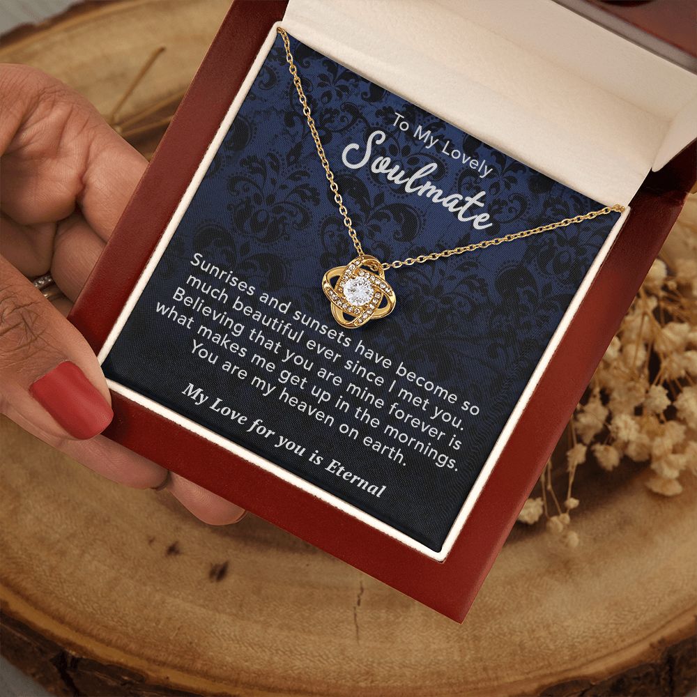 To My Lovely Soulmate Necklace Gift From Husband To My Badass Wife Pendant Wedding Jewelry with Message Card and Gift Box. Gift for Wife. Necklace Gift Set for Wife Necklace Gifts Box Gift Box Styles Love knot Thang