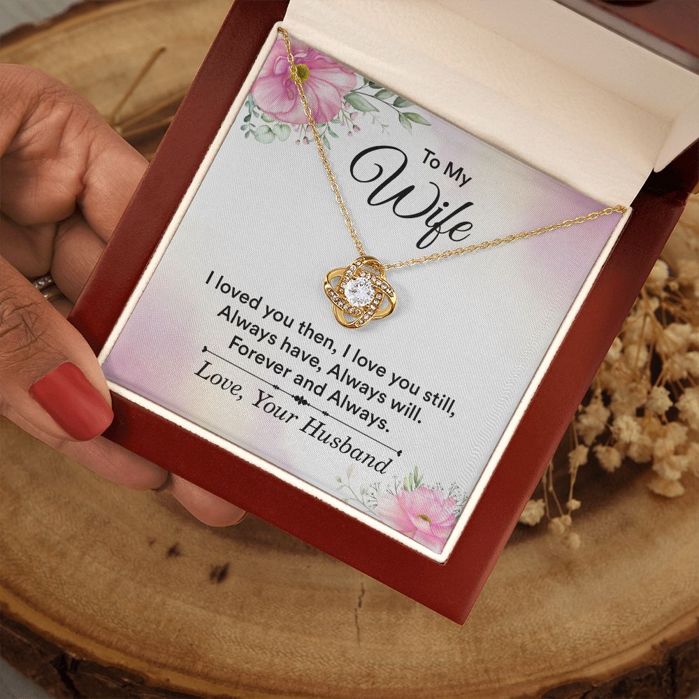 To My Wife Necklace, Wife Necklace, Wife Gift, WIfe Gift From Husband, Happy Anniversary, Meaningful Necklace Message Card and Gift Box Styles on Birthday, Christmas, Anniversary Love knot Thang