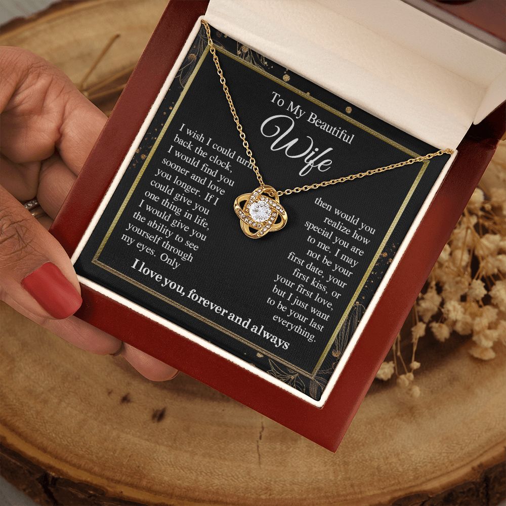 To My Beautiful Soulmate Necklace Gift For Her, Wife Gifts From Husband, Anniversary Gifts For Wife From Husband To My Wife Necklace Message Card and Necklace Gift Box Gift Box Styles on Birthday, Wedding, Anniversary, Valentine Love knot Thang