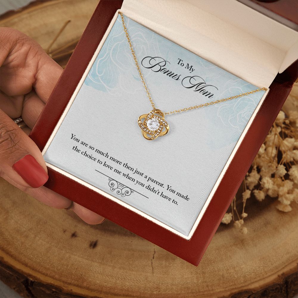 My Bonus Mom Necklace, Dear Mom, Mother's Day Necklace, Gift for Mom from Daughter, Son, Amazing Mom, Perfect Mother Mother's Day Gift, Love Knot Necklace Message Card and Gift Box Styles on Birthday, Christmas, Anniversary  Love knot Thang