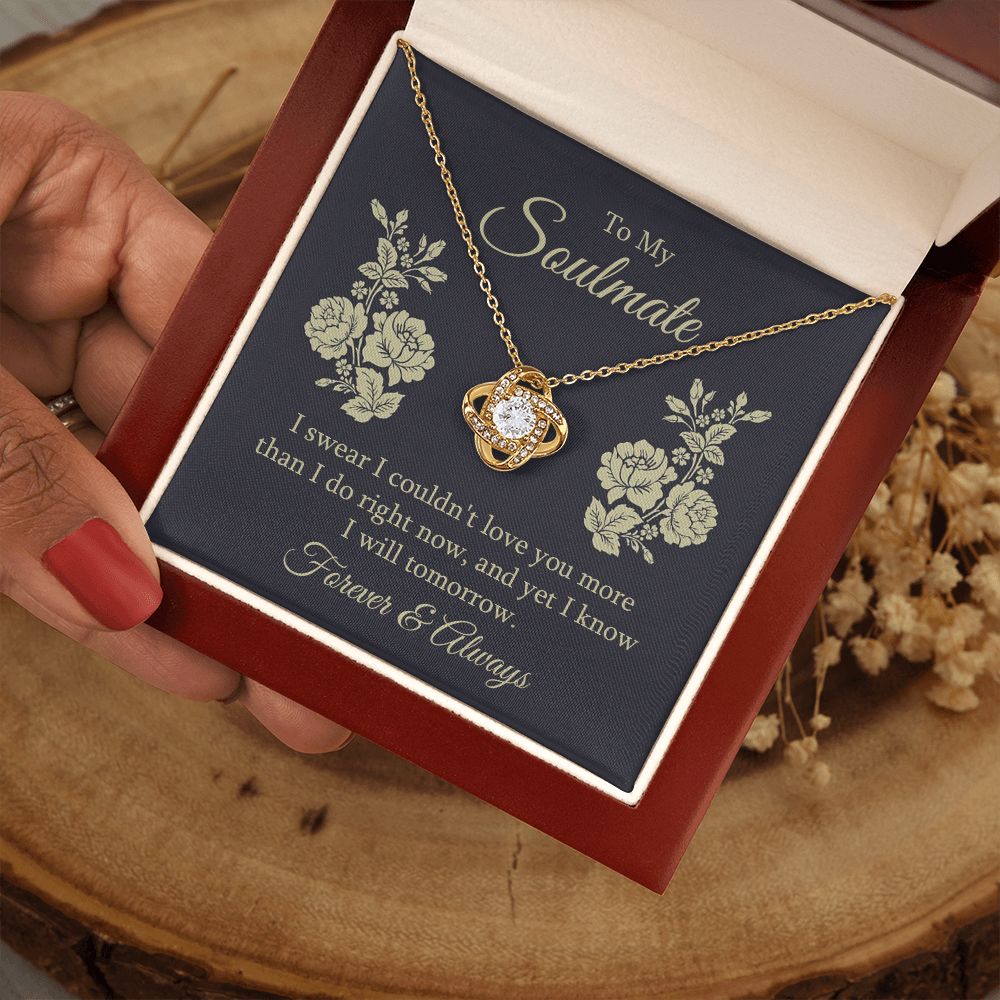 To My Soulmate Necklace for her Jewelry For Her Couples Gifts Necklaces For Soul Mate Christmas Jewelry, Forever & Always, Love Knot Meaningful Necklace Message Card and Gift Box Styles on Birthday, Christmas, Anniversary Love knot Thang