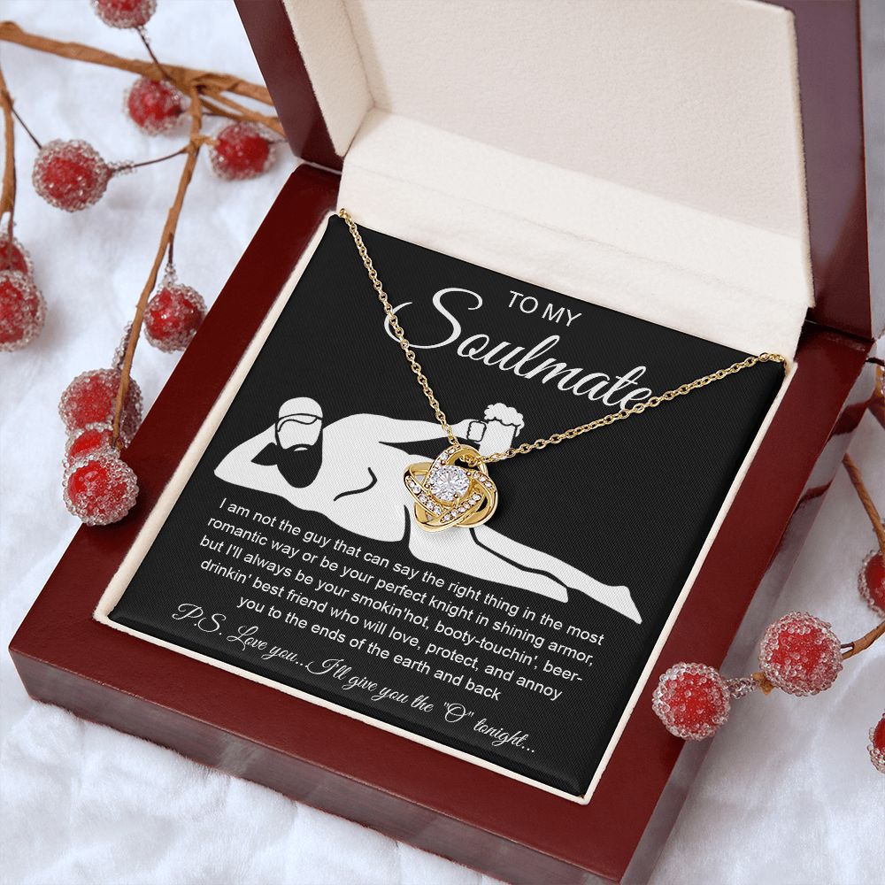 To My Soulmate Necklace For Women, Funny Gifts For Girlfriend,Valentine Christmas Presents For Girlfriend, Best Birthday Meaningful Gift Ideas For Wife, Women Romantic Jewelry For Her Anniversary Message Card and Gift Box Styles Love knot Thang