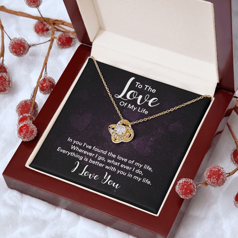 Couples Gifts, To the Love of My Life Necklace Love Knot Special Gift, Wedding Anniversary Jewelry For Wife From Husband, Wife Birthday From Husband, To My Soulmate Message Card and Gift Box styles On Birthday, Christmas, Anniversary  Love knot Thang