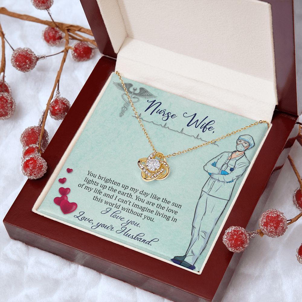 Couples Gifts, Nusre Wife Necklace Gifts From Husband, Wedding Anniversary Jewelry For Wife From Husband, Wife Birthday From Husband, To My Wife Message Card and Gift Box styles On Birthday, Christmas, Anniversary  Love knot Thang