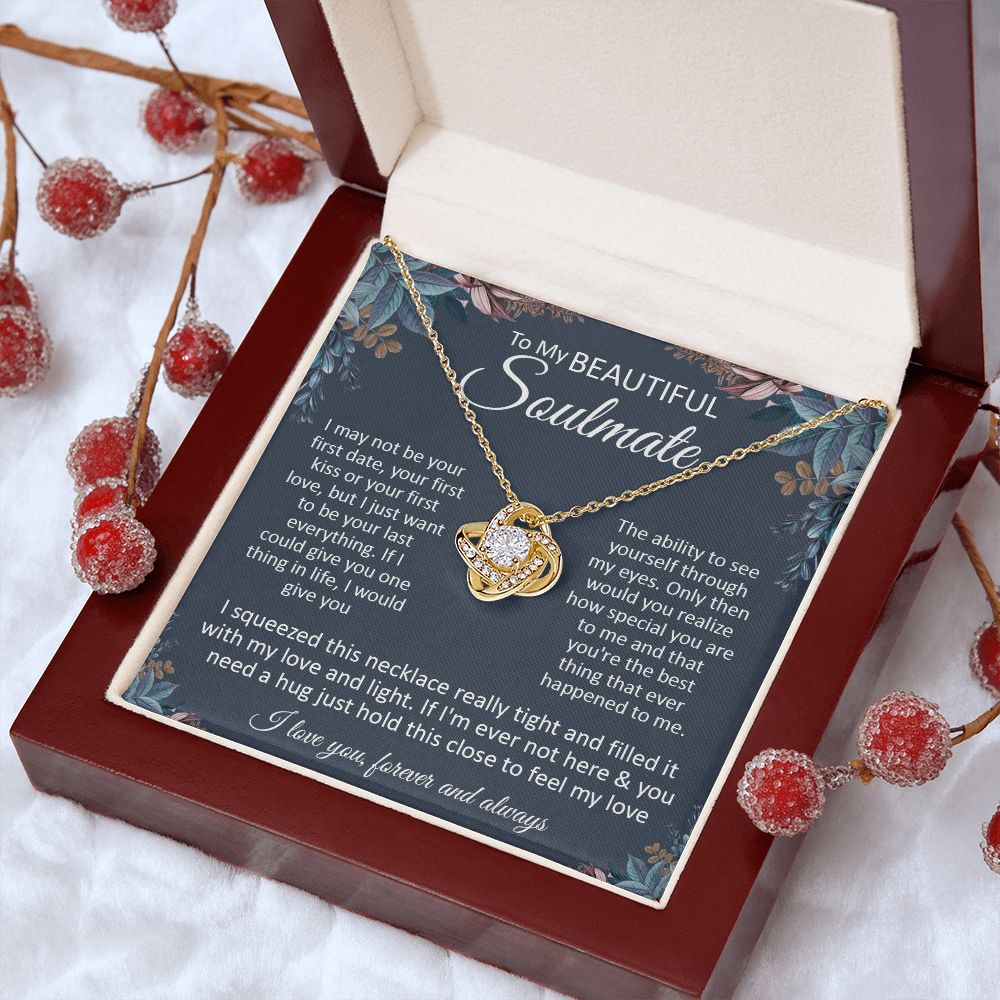 Couples Gifts, To My Dear Wife Necklace Gifts From Husband, Wedding Anniversary Jewelry For Wife From Husband, Wife Birthday From Husband, Necklace Custom Name Message Card and Gift Box Styles on Birthday, Christmas, Wedding, Anniversary\ Love knot Thang