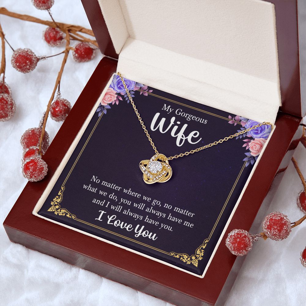 To My Wife Necklace Romantic Gifts For Her Unique Necklaces For Wife From Husband Cute Valentines Day Anniversary Birthday, Love Knot Meaningful Necklace Message Card and Gift Box Styles on Birthday, Christmas, Anniversary  Love knot Thang