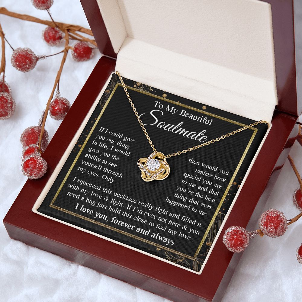 Soulmate Necklace Gift for Her, Soulmate Jewelry, Necklace for Future Wife, Valentine Jewelry for Wife Necklace Gifts from Husband - Soulmate Gift Necklace with Message Card and Gift Box Love knot Thang