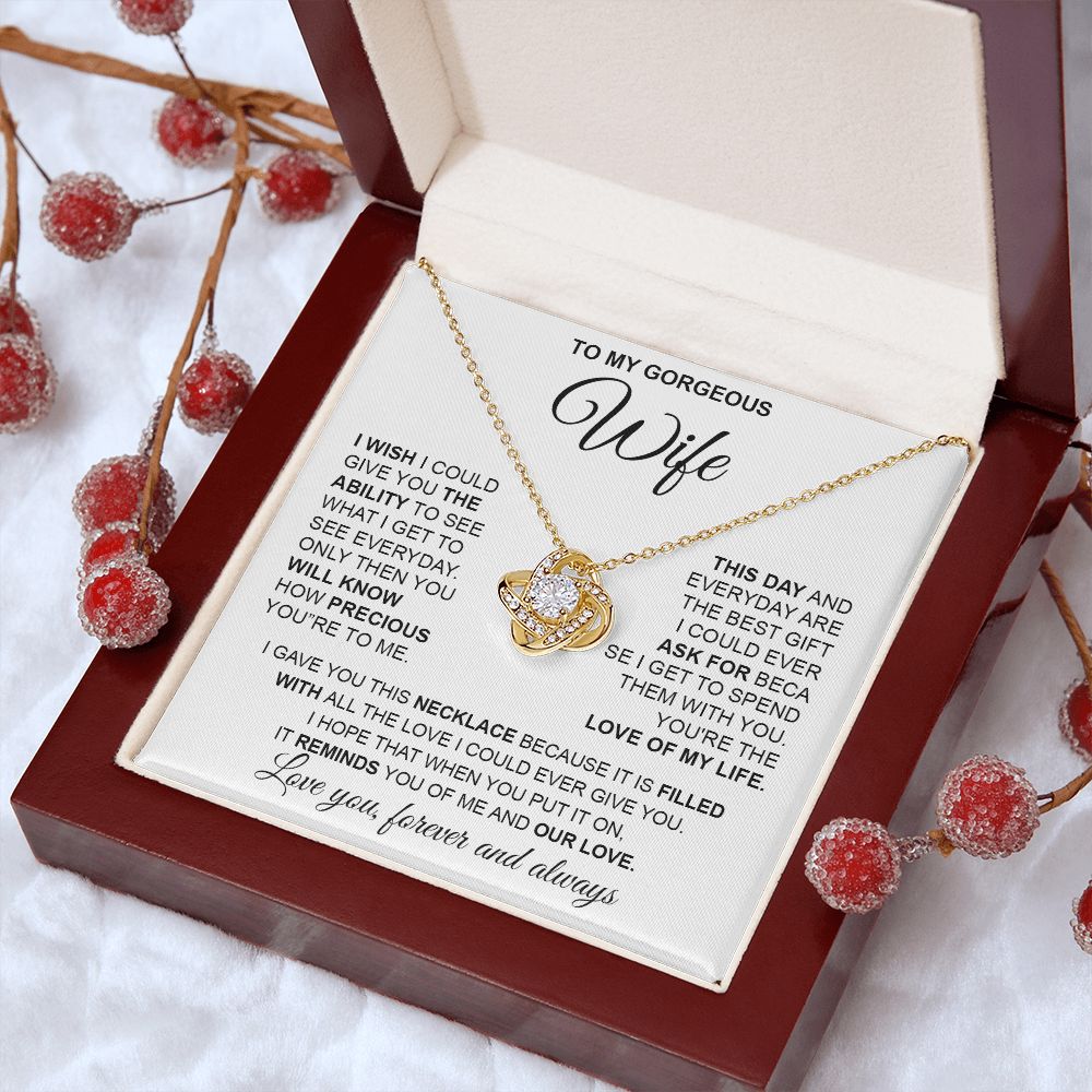 to My Wife Necklace from Husband, Necklaces for Wife from Husband, to My Soulmate Necklace for Women, Soulmate Jewelry for Wife Anniversary Jewelry Gifts for Wife Birthday Gifts from Husband Love knot Thang