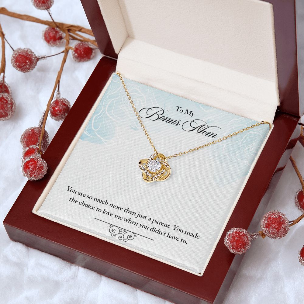 My Bonus Mom Necklace, Dear Mom, Mother's Day Necklace, Gift for Mom from Daughter, Son, Amazing Mom, Perfect Mother Mother's Day Gift, Love Knot Necklace Message Card and Gift Box Styles on Birthday, Christmas, Anniversary  Love knot Thang