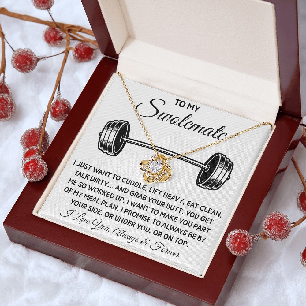 To My Swolemate, Gift For Swolemate Necklace I Love You Always & Forever Jewelry For Best Friend, Valentine Gifts To My Swolemate Necklace Message Card and Gift Box Styles on Birthday, Christmas, Wedding, Anniversary  Love knot Thang