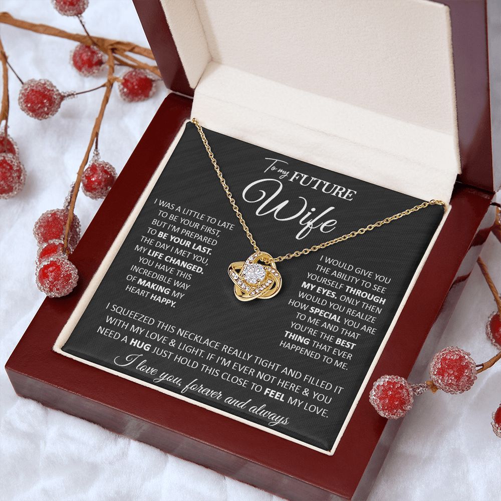 Couples Gifts, To My Beautiful Wife, Necklace From Husband, Valentine For Wife From Husband, Wife Wedding From Husband, To My Wife, Necklace Custom Name Message Card and Gift Box Styles on Birthday, Christmas, Wedding, Anniversary Love knot Thang