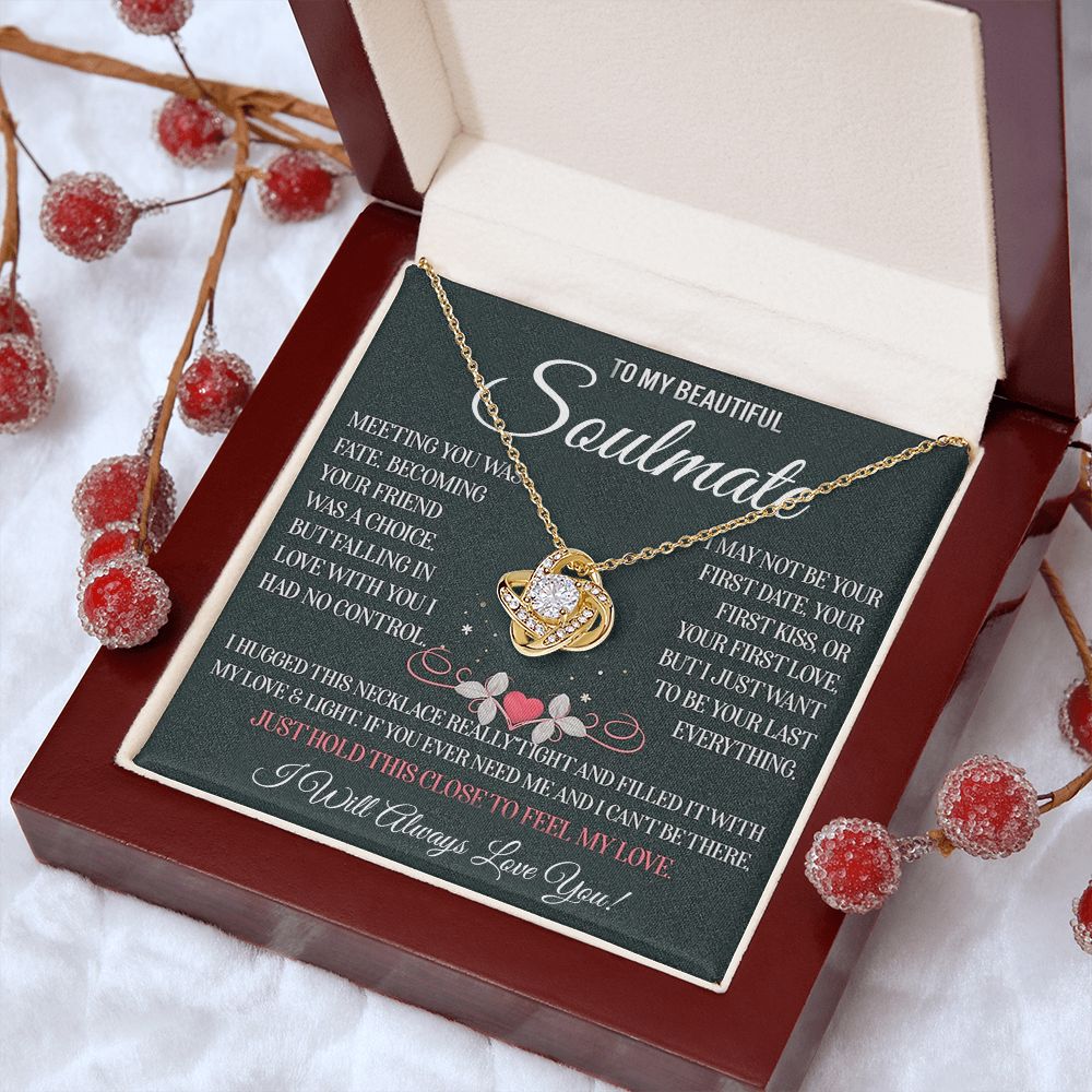 My Beautiful Soulmate Necklace Future Wife Gifts, Promise Necklace For Her, Fiance Gifts For Her, Valentine Gifts For Soulmate With Message Card Box LED, Soulmate Necklace For Women, To My Wife Necklace Love knot Thang