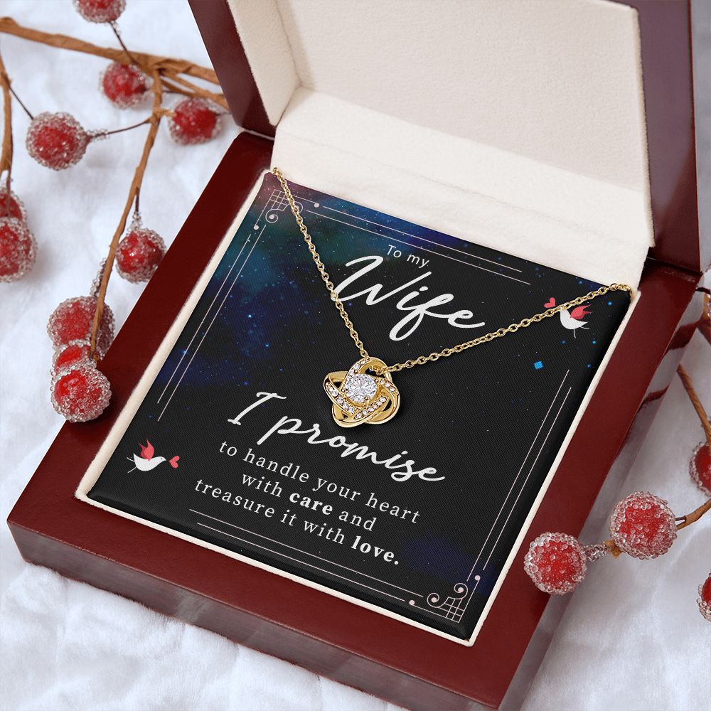 Birthday For Wife, Love Necklace Gifts For Wife From Husband, To My Soulmate Necklace For Women, To My Wife Necklace Wedding Anniversary, I Love You, Love Knot Meaningful Necklace Message Card and Gift Box Styles on Birthday, Christmas, Anniversary Love k
