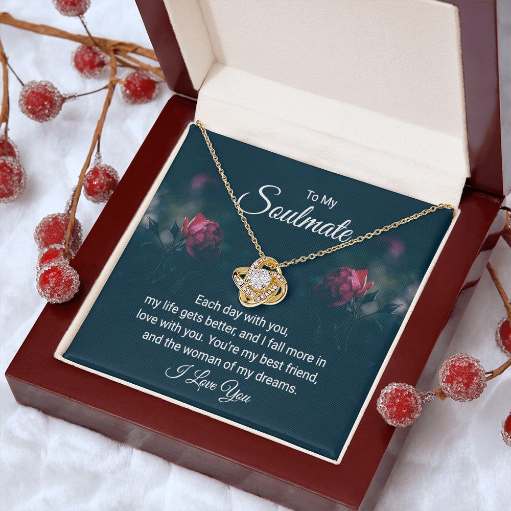 To My Soulmate Necklace for her Jewelry For Her Couples Gifts Necklaces For Soul Mate Christmas Jewelry, Dear Wife, Forever & Always, Love Knot Meaningful Necklace Message Card and Gift Box Styles on Birthday, Christmas, Anniversary Love knot Thang