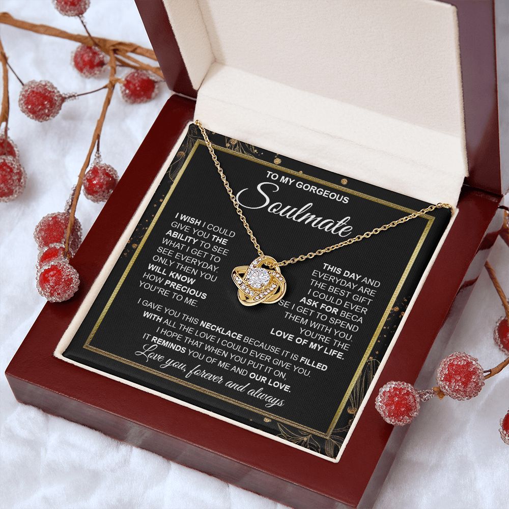 to My Soulmate Necklace from Husband, Necklaces for Wife from Husband, to My Soulmate Necklace for Women, Soulmate Jewelry for Wife Wedding Jewelry Gifts for Wife Valentine Gifts from Husband Love knot Thang