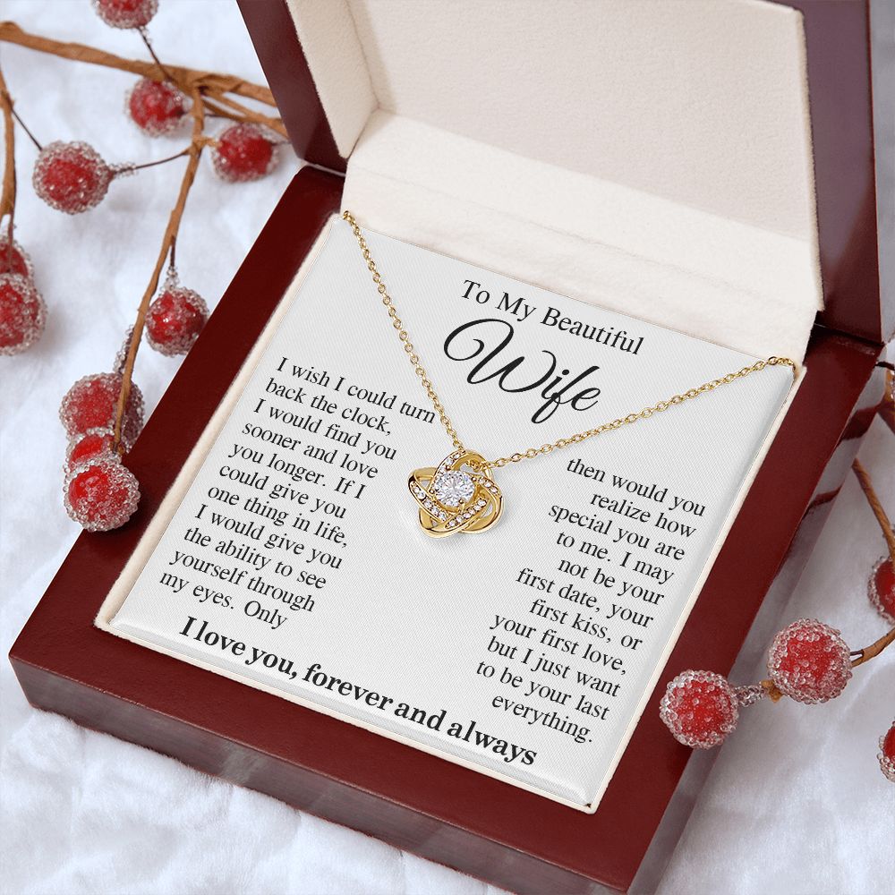 To My Beautiful Soulmate Necklace Gift, Wife Gifts From Husband, Valentine Gifts For Wife From Husband To My Soulmate Necklace Message Card and Necklace Gift Box Gift Box Styles on Birthday, Wedding, Anniversary, Valentine Love knot Thang