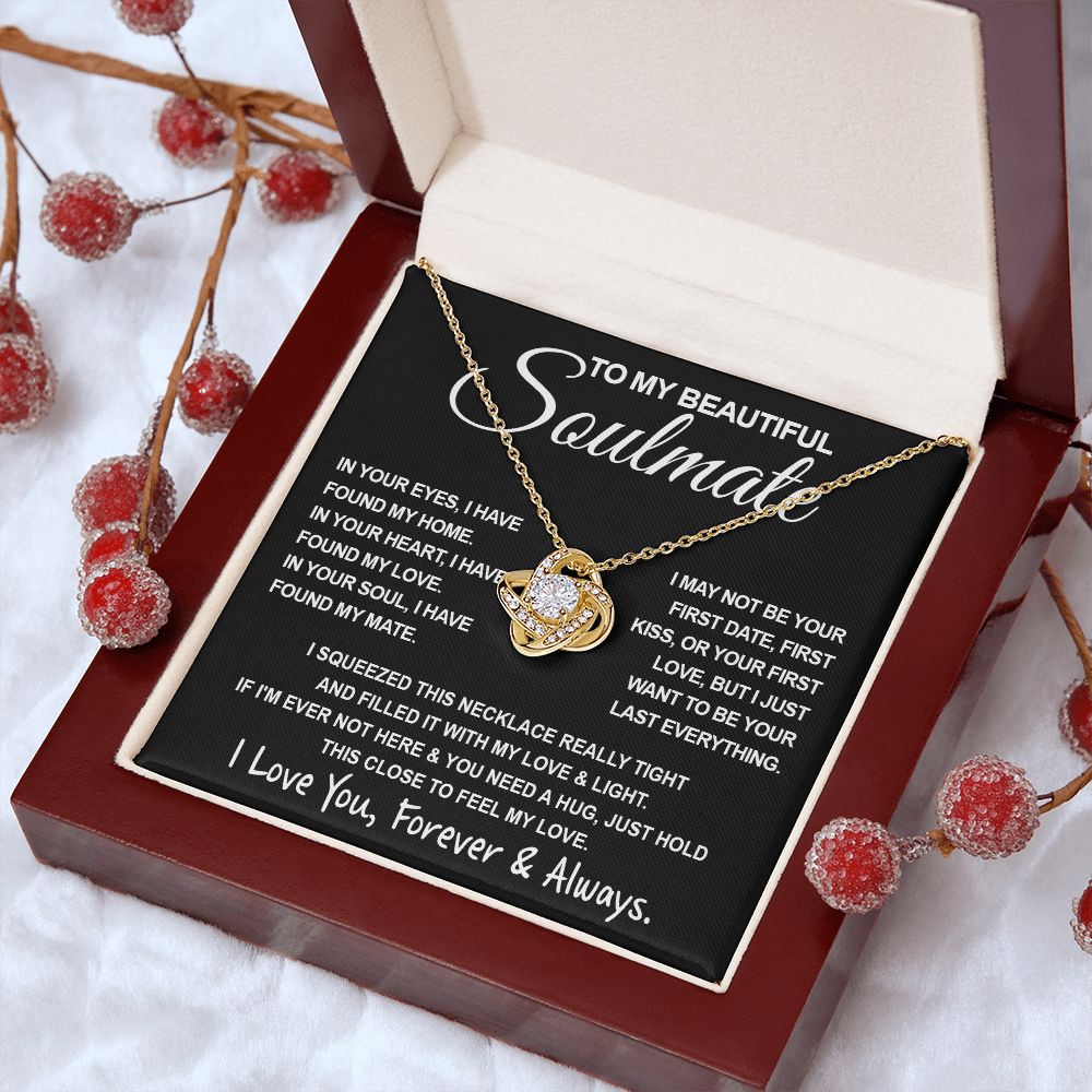 To My Beautiful Soulmate Necklace, Soulmate Jewelry For Women, Wife Necklace From Husband, Wife Valentine Gifts Necklace For Wife, Soulmate Gifts For Her, To My Future Wife Necklace Soulmate Love knot Thang