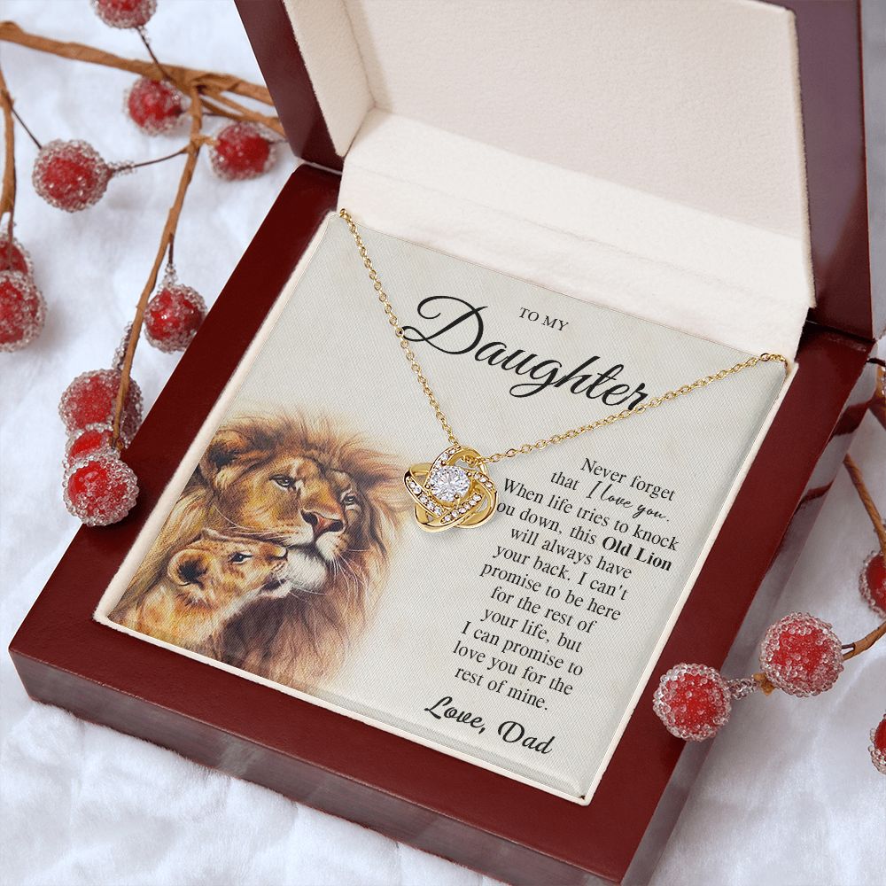 To My Daughter Gifts From Lion Dad, Father Daughter Gift, Daughter Necklace From Dad, Dad And Daughter, Necklace Gifts From Dad To Daughters, Lion Daughter Necklace, Necklace Message Card and Gift Box Styles on Birthday, Christmas, Valentine LOVE KNOT