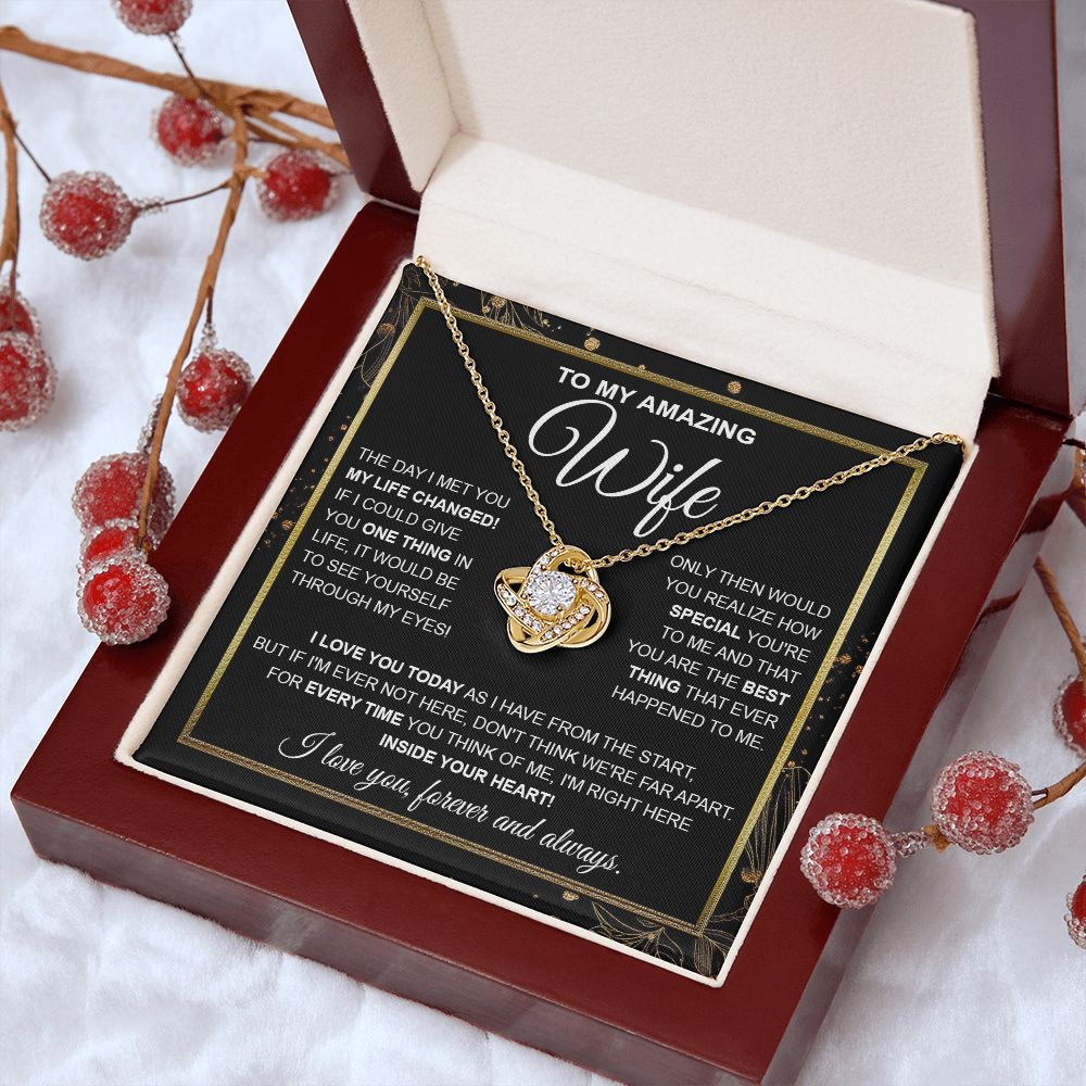 to My Wife Necklace, Soulmate Jewelry for Women, Wife Gifts from Husband, Birthday Necklace for Wife Soulmate Gifts Future Wife Necklace Message Card and Gift Box Styles on Birthday, Wedding, Anniversary, Valentine Love knot Thang