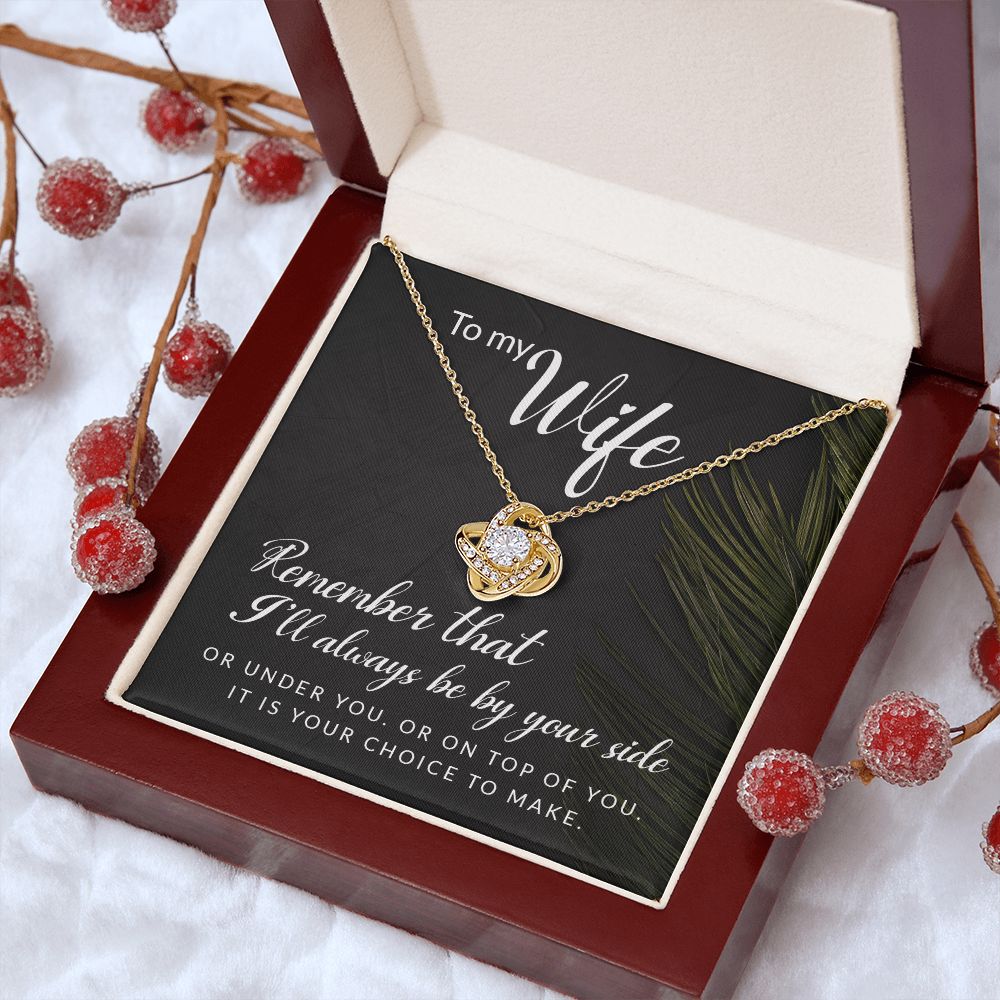 To My Wife Necklace Romantic Gifts For Her Unique Necklaces For Wife From Husband Cute Valentines Day Anniversary For Wife, Love Knot Meaningful Necklace Message Card and Gift Box Styles on Birthday, Christmas, Anniversary Love knot Thang