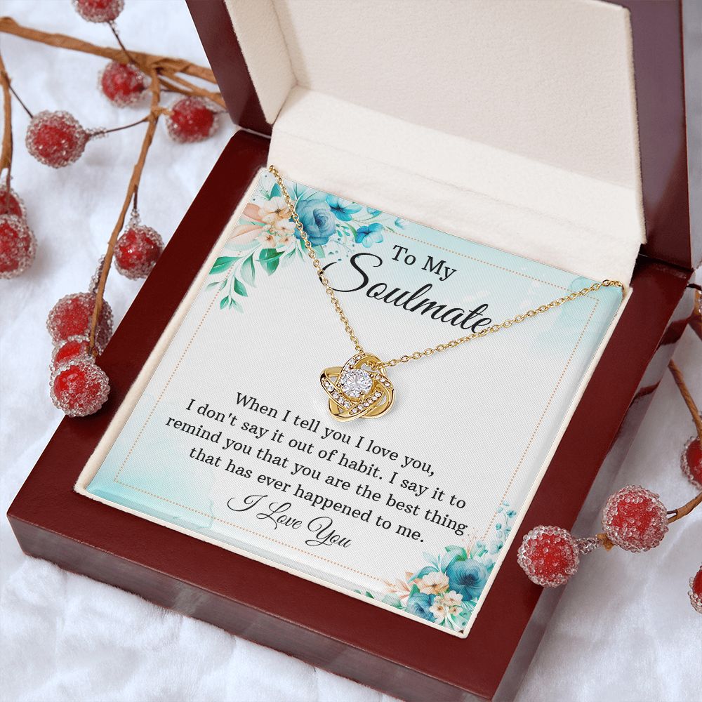 To My Soulmate, To My Wife Necklace, Wife Necklace, Wife Gift, WIfe Gift From Husband, Happy Anniversary, Meaningful Necklace Message Card and Gift Box Styles on Birthday, Christmas, Anniversary Love knot Thang