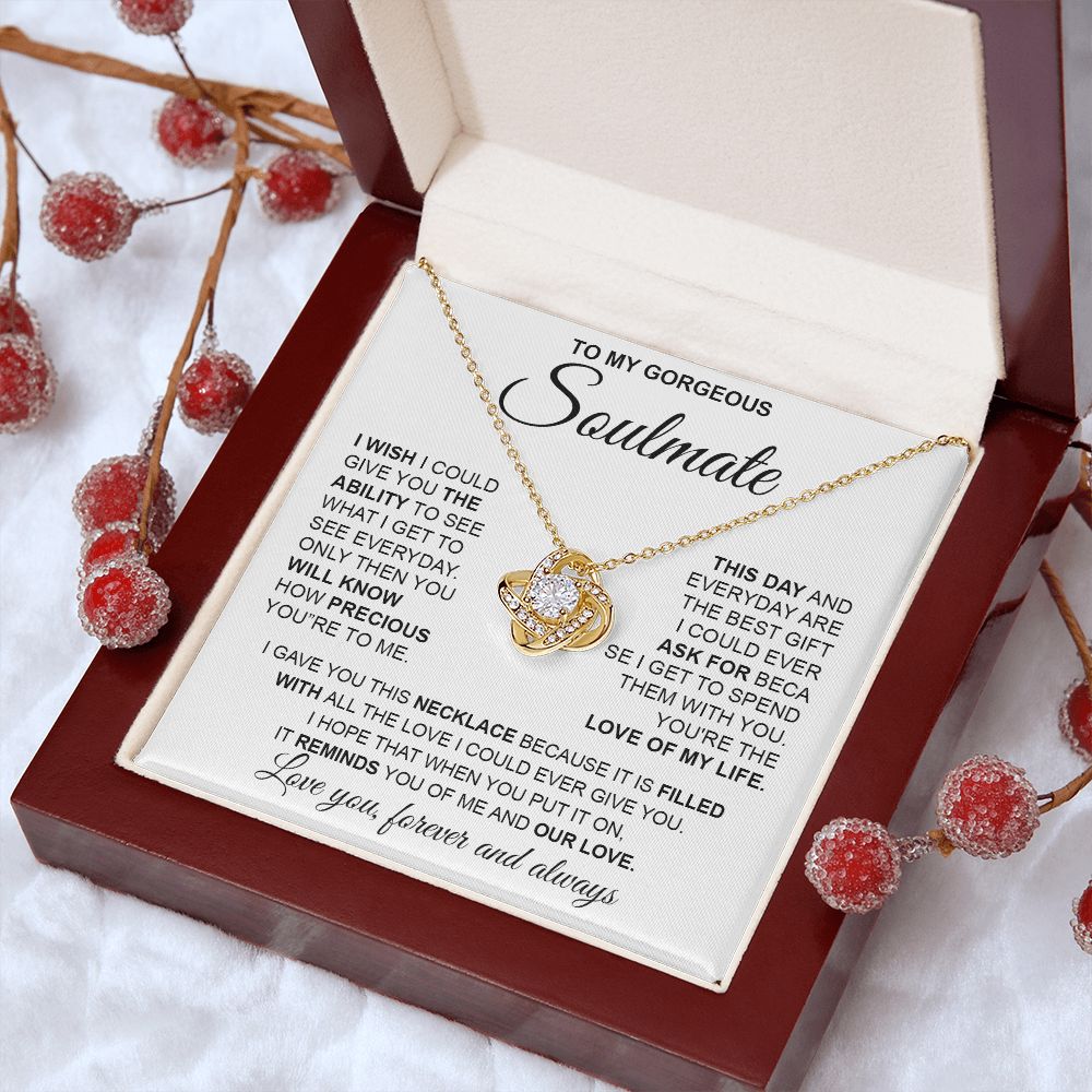 to My Soulmate Necklace from Husband, Necklaces for Wife from Husband, to My Soulmate Necklace for Women, Soulmate Jewelry for Wife Anniversary Jewelry Gifts for Wife Birthday Gifts from Husband Love knot Thang