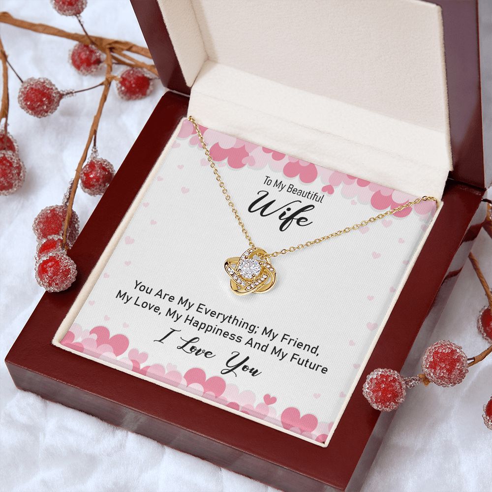 Couples Gifts Necklace To My Beautiful Wife Necklace Gifts For My Wife, I Love You, Love Knot Meaningful Necklace Message Card and Gift Box Styles on Birthday, Christmas, Anniversary Love knot Thang