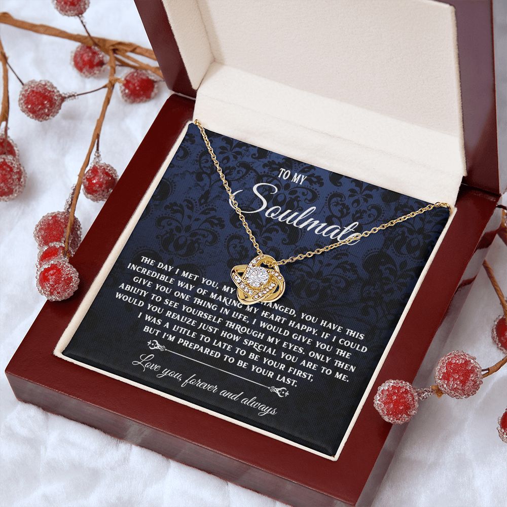 To My Soulmate Necklace Gift, Necklaces For Wife from Husband, Soulmate Necklace to My Beautiful Wife, Necklace For Soulmate with Message Card and Necklace Gift Box Gift Box Styles on Birthday, Christmas, Wedding, Anniversary, Valentine Love knot Thang