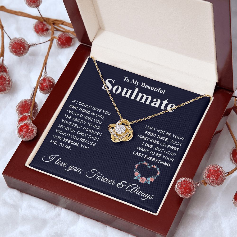 My Beautiful Soulmate Necklace My Last Everything, Promise Necklace For Her, Fiance Gifts For Her, Valentine Gifts For Future Wife With Message Card Box LED, Soulmate Necklace For Women, To My Wife Necklace copy Love knot Thang