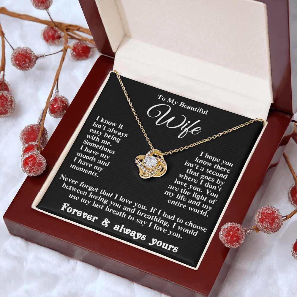 Gifts for Wife Necklace from Husband, Gifts for Wife from Husband, Anniversary Gifts for Her Gifts Soulmate Message Card and Necklace Gift Box Gift Box Styles on Birthday, Wedding, Anniversary, Valentine Love knot Thang