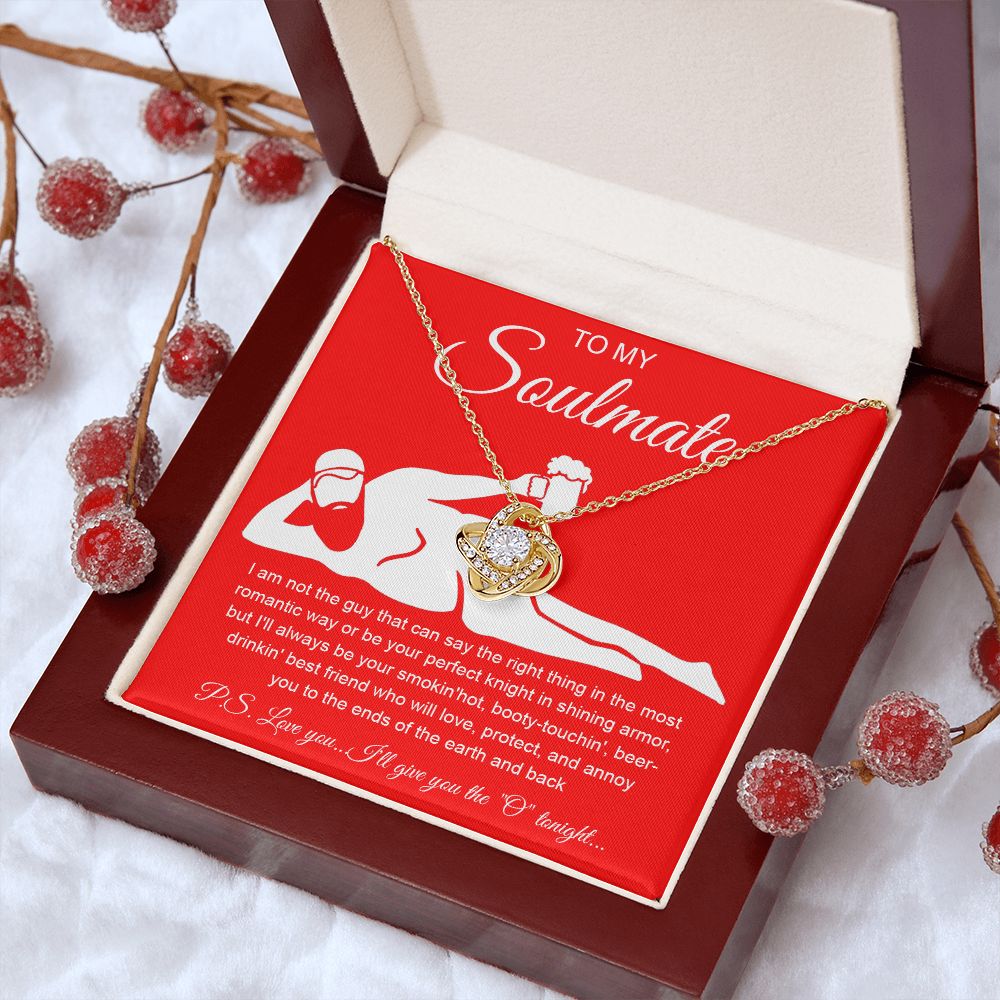 To My Soulmate Necklace For Women, Funny Gifts For Girlfriend,Valentine Presents For Girlfriend, Best Birthday Meaningful Gift Ideas For Wife, Women Romantic Jewelry For Her Anniversary Message Card and Gift Box Styles Love knot Thang