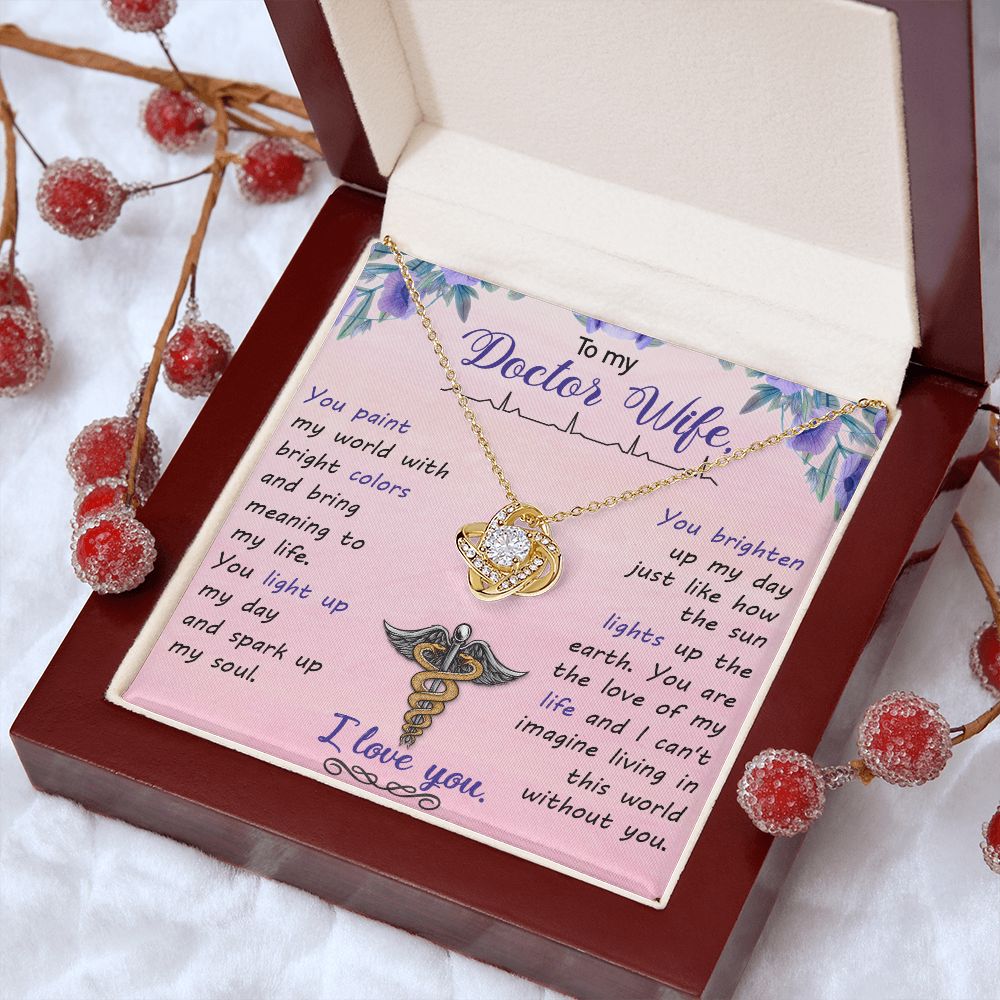Couples Gifts, Doctor Wife Girlfriend Necklace Gifts From Husband, Wedding Anniversary Jewelry For Wife From Husband, Wife Birthday From Husband, To My Beautiful Wife Girlfriend Message Card and Gift Box styles On Birthday, Christmas, Anniversary  Love kn