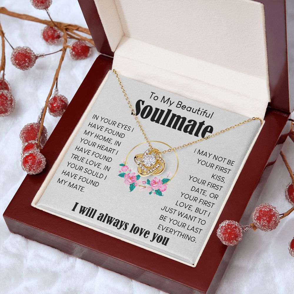 My Beautiful Soulmate Necklace To My Future Wife Gifts, Promise Necklace For Her, Fiance Gifts For Her, Valentine Gifts For Soulmate From Husband With Message Card Box LED, Soulmate Necklace For Women, To My Wife Necklace Love knot Thang