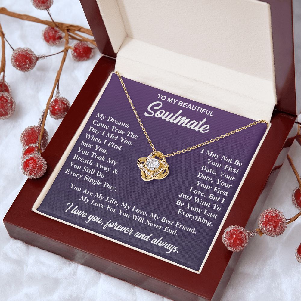 To My Soulmate Necklace Gift for Her, Soulmate Jewelry, Necklaces for Wife from Husband, Valentine To My Wife Necklace, Soulmate Gifts, Necklace Message Card and Gift Box Styles on Birthday, Wedding, Anniversary, Valentine Love knot Thang