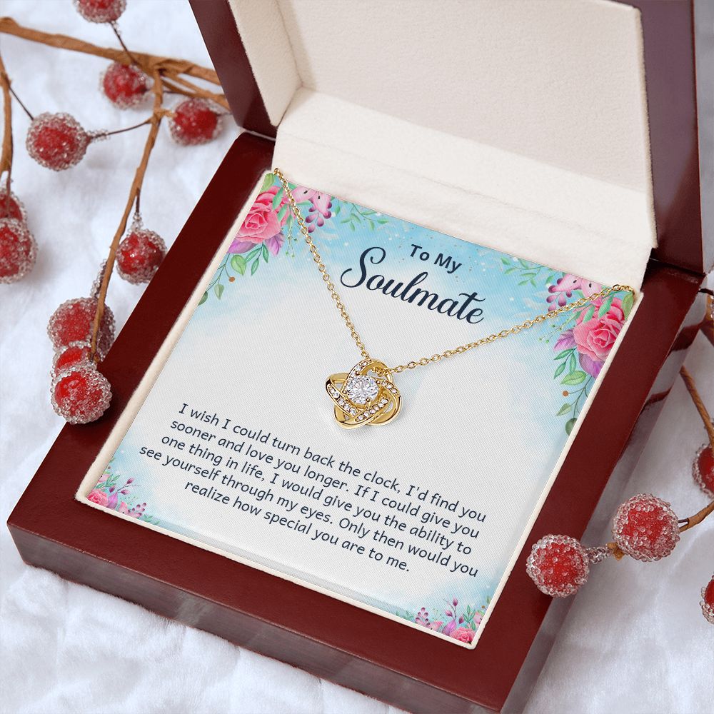 Couples Gifts Necklace To My Soulmate Necklace Gifts For My Wife, Love Knot Meaningful Necklace Message Card and Gift Box Styles on Birthday, Christmas, Anniversary Love knot Thang