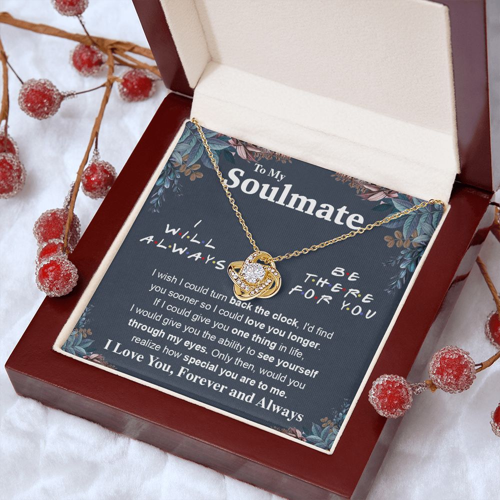 To My Soulmate Necklace To My Future Wife Necklace Gifts, Promise Necklace For Her, Fiance Gifts For Her, Anniversary Necklace Gifts For Soulmate From Husband With Message Card Box LED, Soulmate Necklace For Women, To My Wife Necklace Love knot Thang