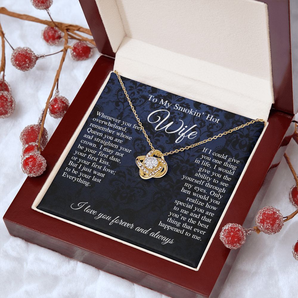 To My Beautiful Soulmate Necklace, Valentine Anniversary Jewelry Gift for Women, Anniversary Gifts For Wife From Husband To My Wife Necklace Message Card and Necklace Gift Box Gift Box Styles on Birthday, Wedding, Anniversary, Valentine Love knot Thang
